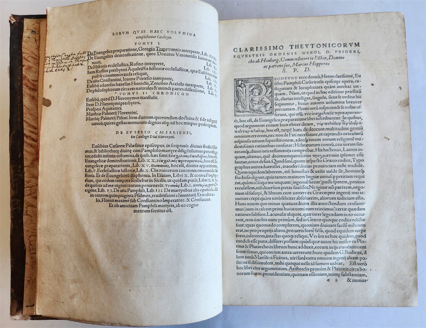 1549 EUSIBIUS HISTORY & PHILOSOPHY antique 16th century FOLIO