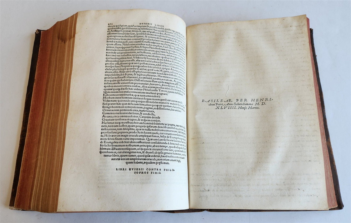 1549 EUSIBIUS HISTORY & PHILOSOPHY antique 16th century FOLIO