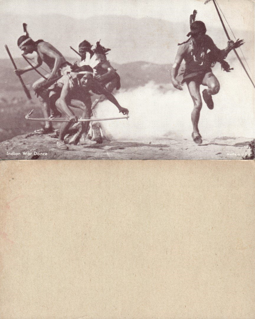INDIAN WAR DANCE ANTIQUE PENNY CARD