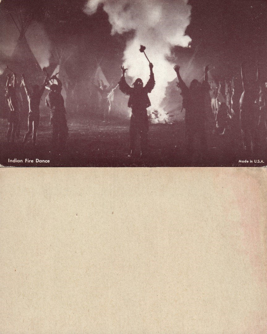 INDIAN FIRE DANCE ANTIQUE PENNY CARD