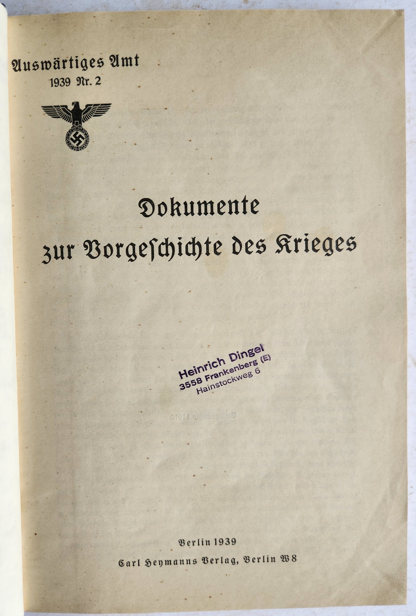 1939-1940 LOT of GERMAN POLITICAL & MILITARY DOCUMENT PUBLICATIONS