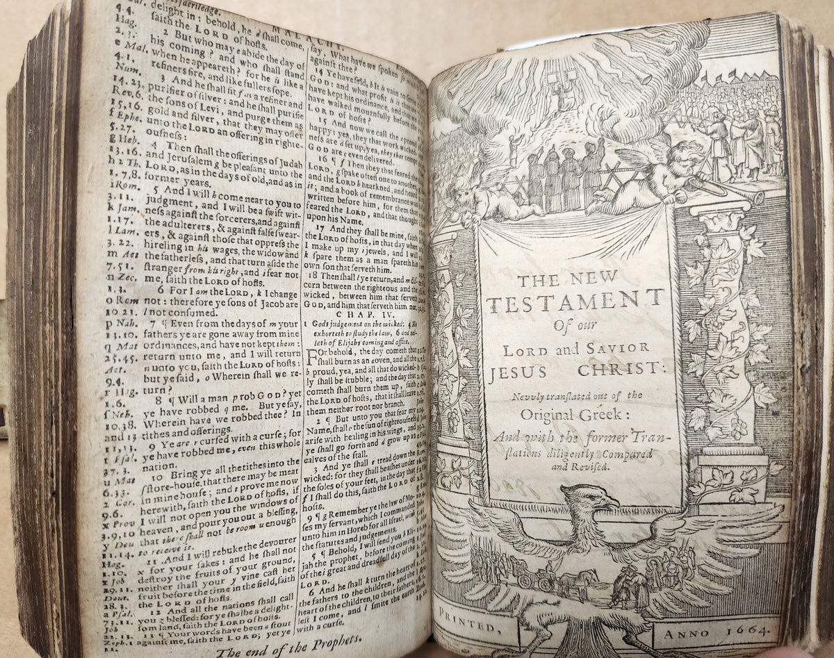 1664 BIBLE in ENGLISH antique RARE King James Version ORIGINAL BINDING w/CLASP