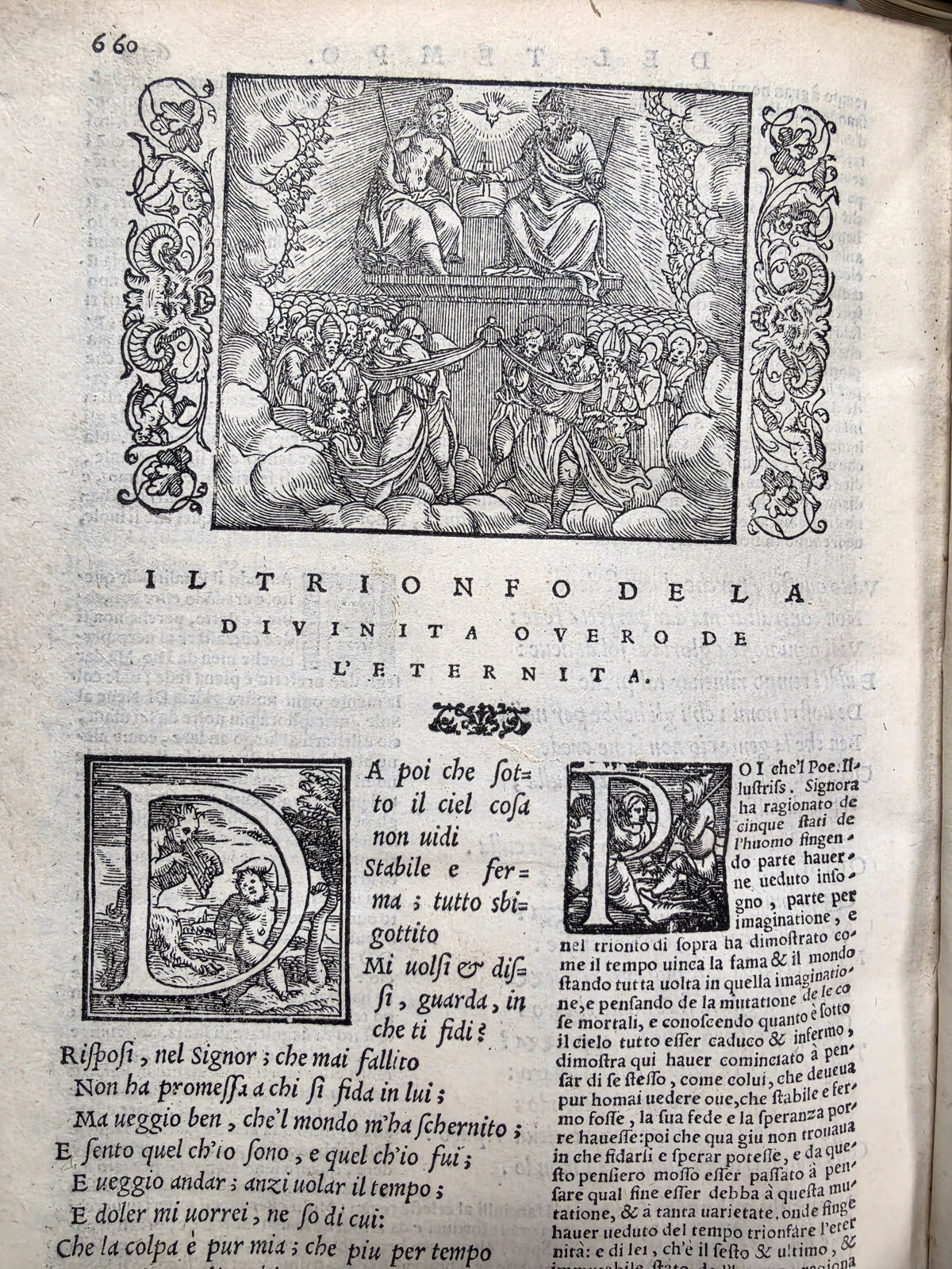 1553 PETRARCH VELLUM BINDING antique Con l'espositione di M. Giovanni Gesualdo
