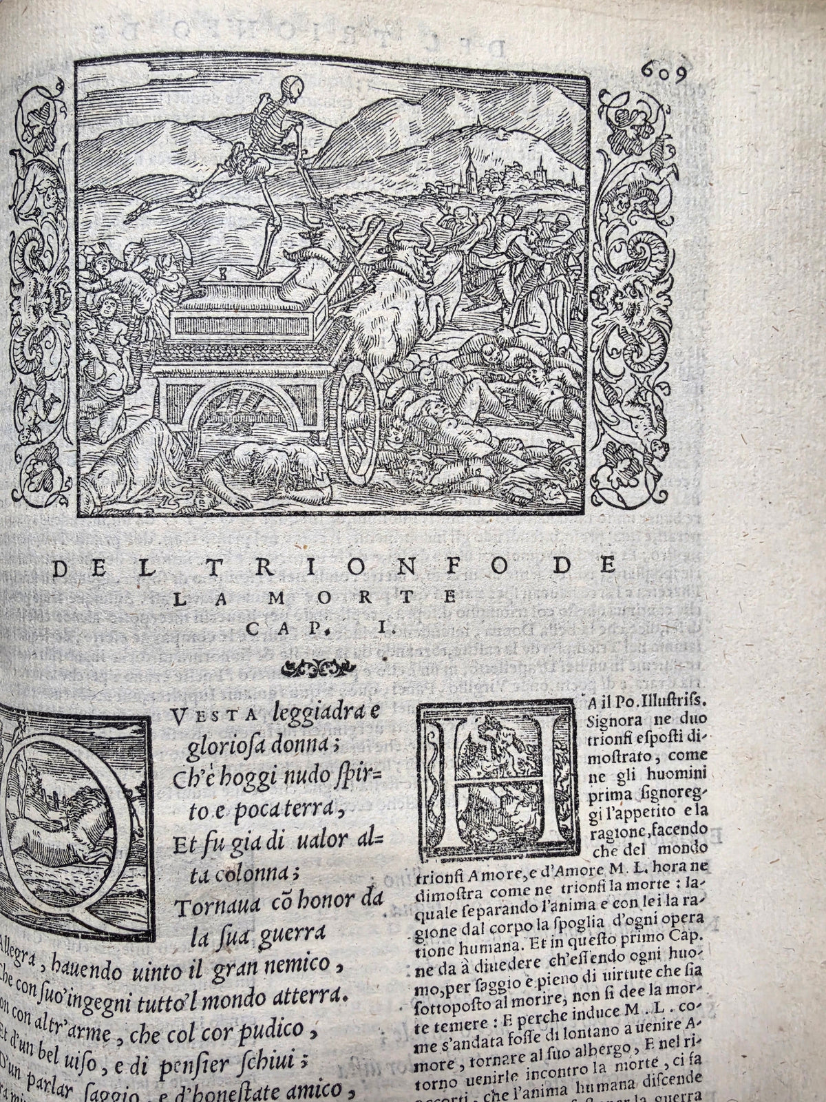 1553 PETRARCH VELLUM BINDING antique Con l'espositione di M. Giovanni Gesualdo