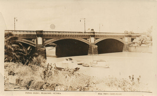 AUSTRALIA MELBOURNE PRINCES BRIDGE ANTIQUE REAL PHOTO POSTCARD RPPC