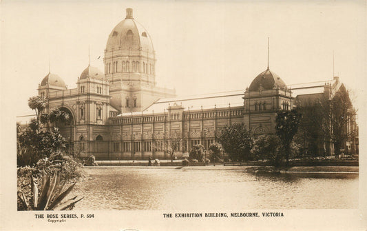 AUSTRALIA MELBOURNE EXHIBITION BUILDING ANTIQUE REAL PHOTO POSTCARD RPPC