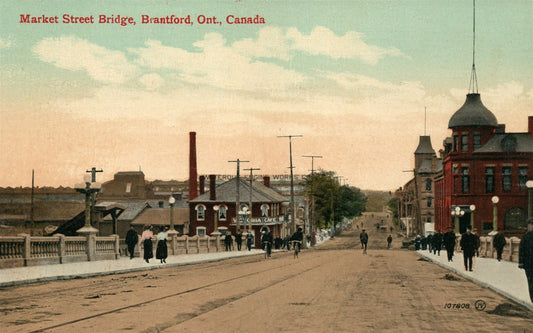 BRANTFORD CANADA MARKET STREET BRIDGE ANTIQUE POSTCARD
