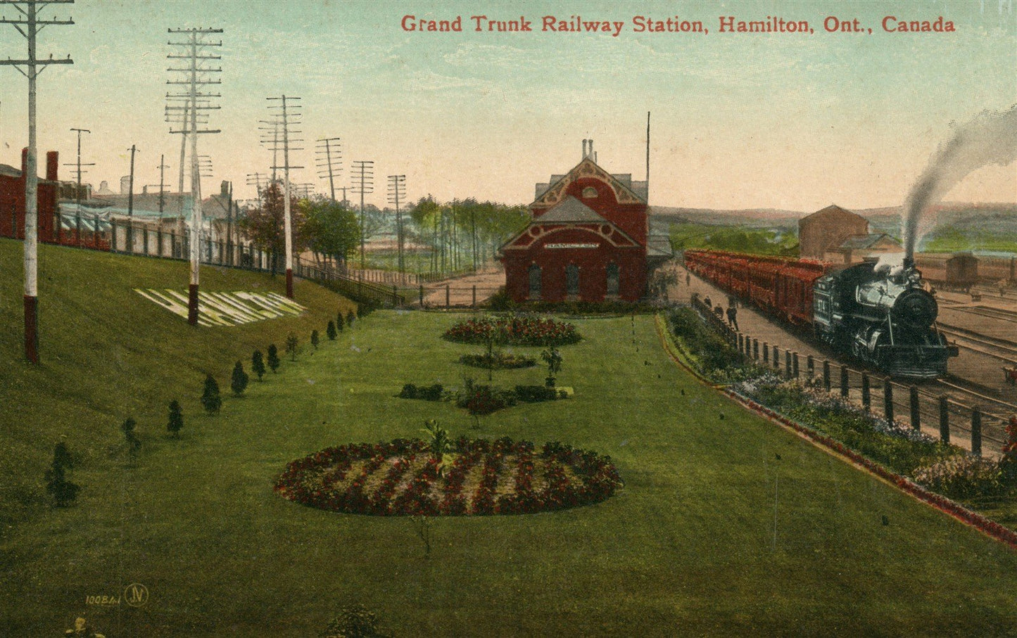 CANADA HAMILTON GRAND TRUNK RAILROAD STATION RAILWAY DEPOT ANTIQUE POSTCARD
