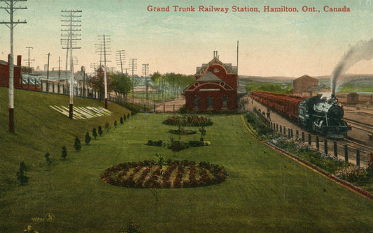 CANADA HAMILTON GRAND TRUNK RAILROAD STATION RAILWAY DEPOT ANTIQUE POSTCARD