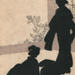 JAPAN GEISHA SILHOUETTES ANTIQUE POSTCARD