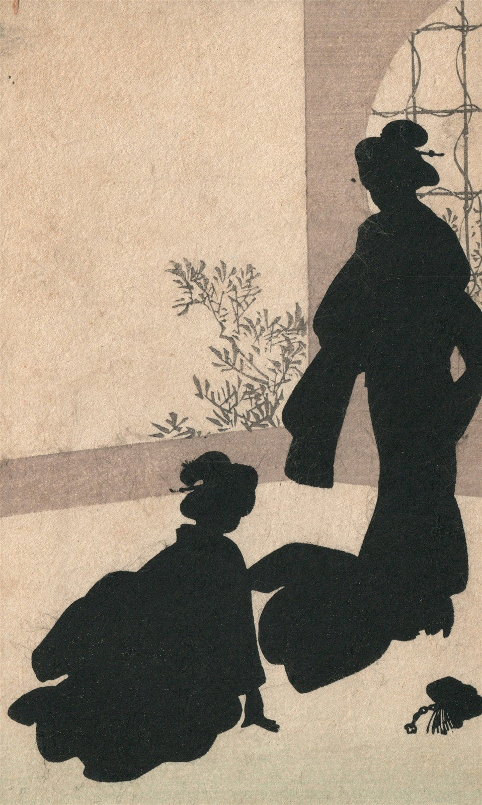 JAPAN GEISHA SILHOUETTES ANTIQUE POSTCARD