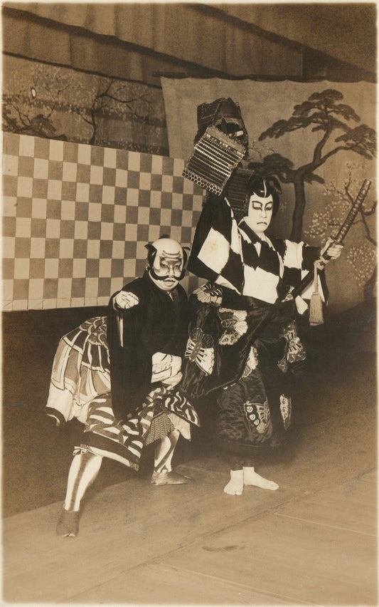 JAPAN KABUKI THEATRE SAMURAI ANTIQUE REAL PHOTO POSTCARD RPPC