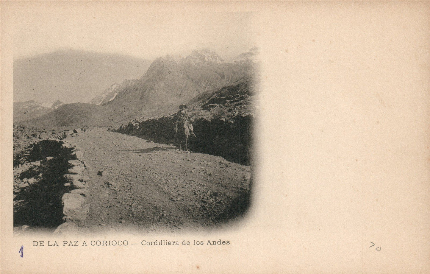 BOLIVIA DE LA PAZ A CORIOCO ANTIQUE POSTCARD