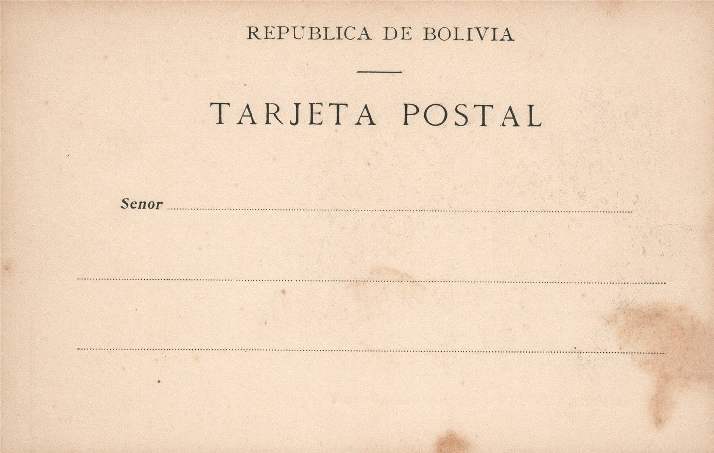 BOLIVIA DE LA PAZ A CORIOCO ANTIQUE POSTCARD