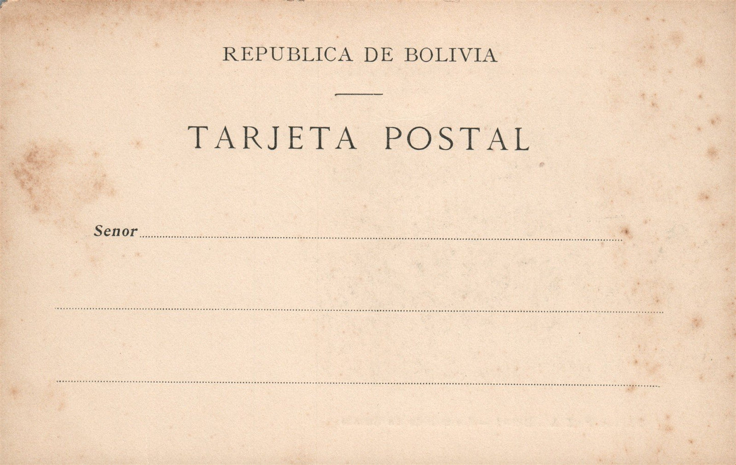BOLIVIA DE LA PAZ AL BENI ANTIQUE POSTCARD