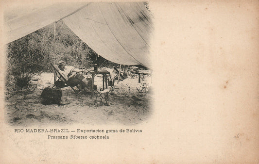 RIO MADERA BRAZIL EXPORTACION GOMA BOLIVIA ANTIQUE POSTCARD