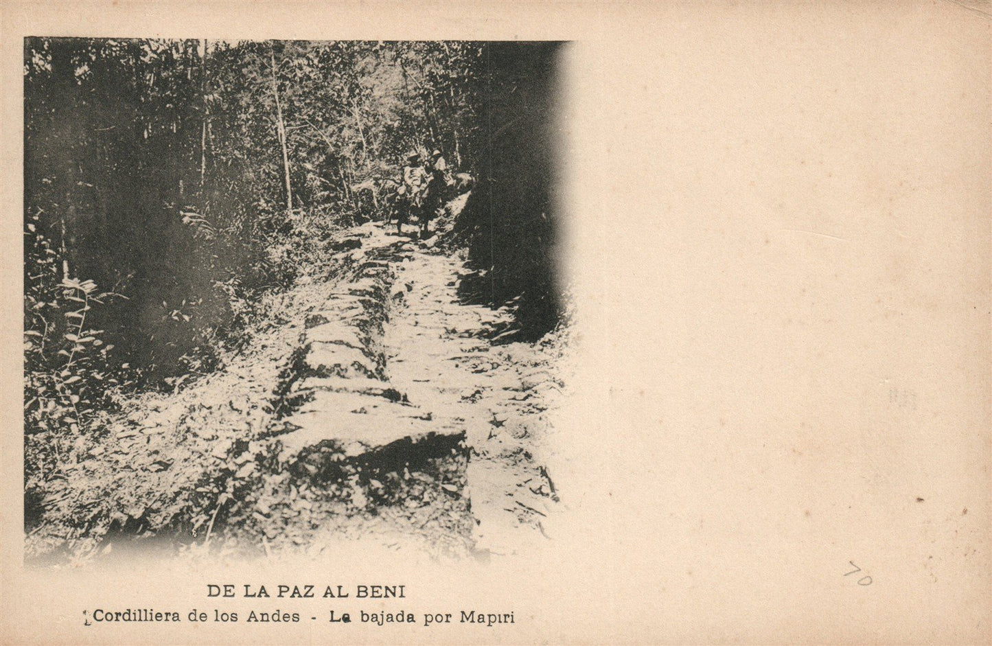 BOLIVIA DE LA PAZ AL BENI CORDILLIERA DE LOS ANDES ANTIQUE POSTCARD