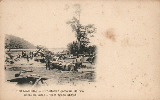 BOLIVIA RIO MADERA EXPORTACION GOMA ANTIQUE POSTCARD