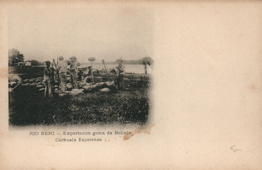BOLIVIA RIO BENI EXPORTACION GOMA ANTIQUE POSTCARD