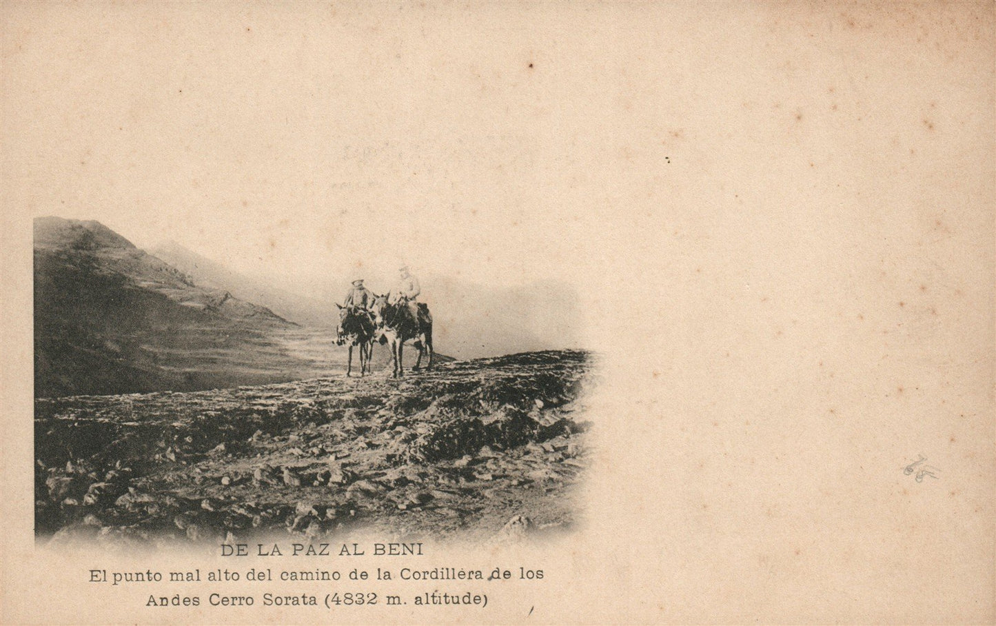 BOLIVIA DE LA PAZ AL BENI ANTIQUE POSTCARD