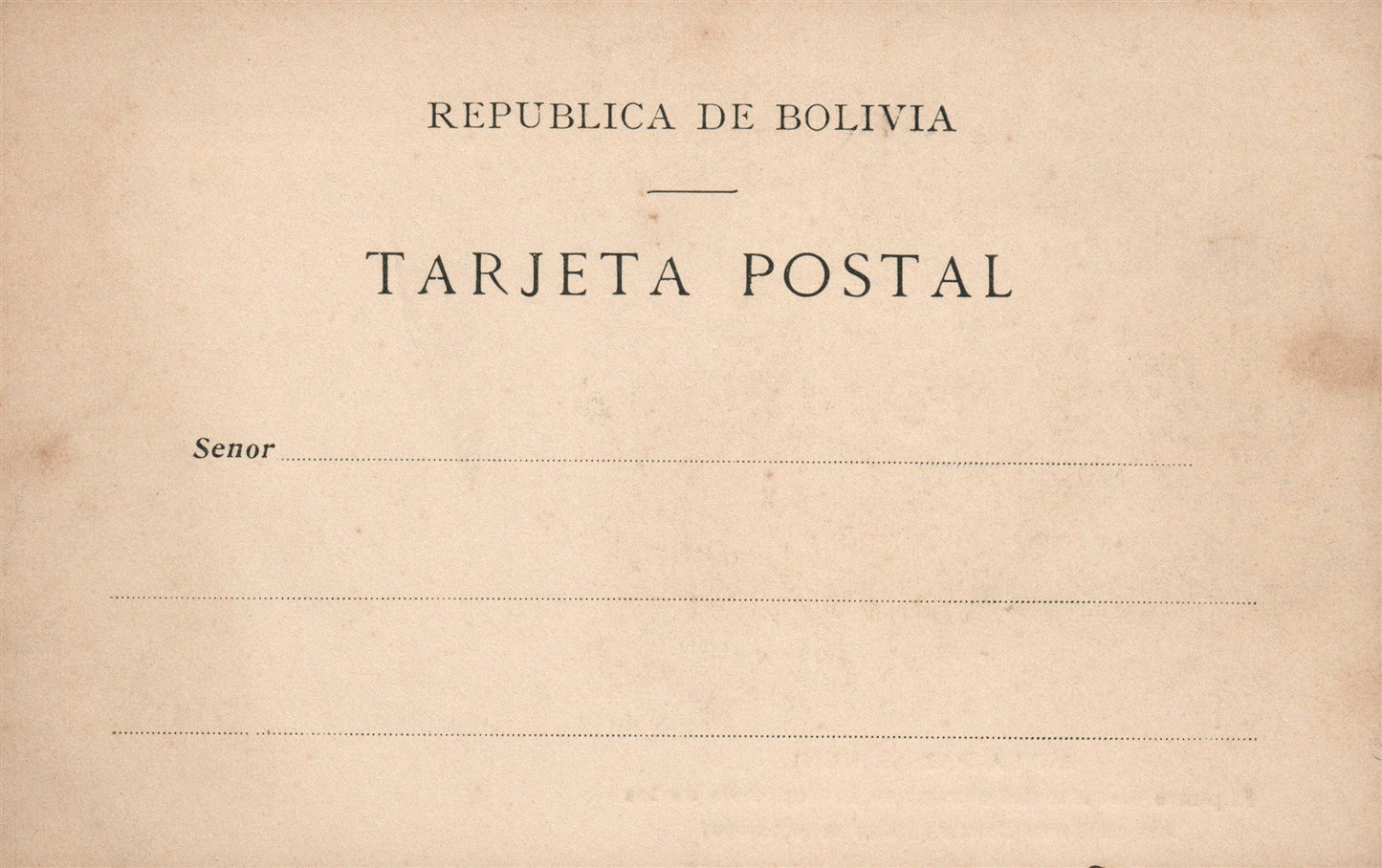 BOLIVIA DE LA PAZ AL BENI ANTIQUE POSTCARD