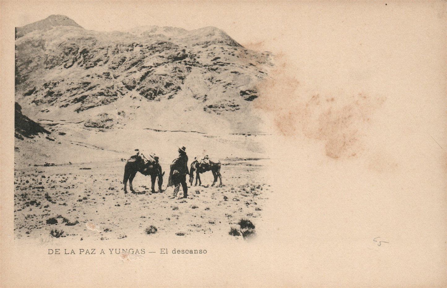 BOLIVIA DE LA PAZ A YUNGAS EL DESCANSO ANTIQUE POSTCARD