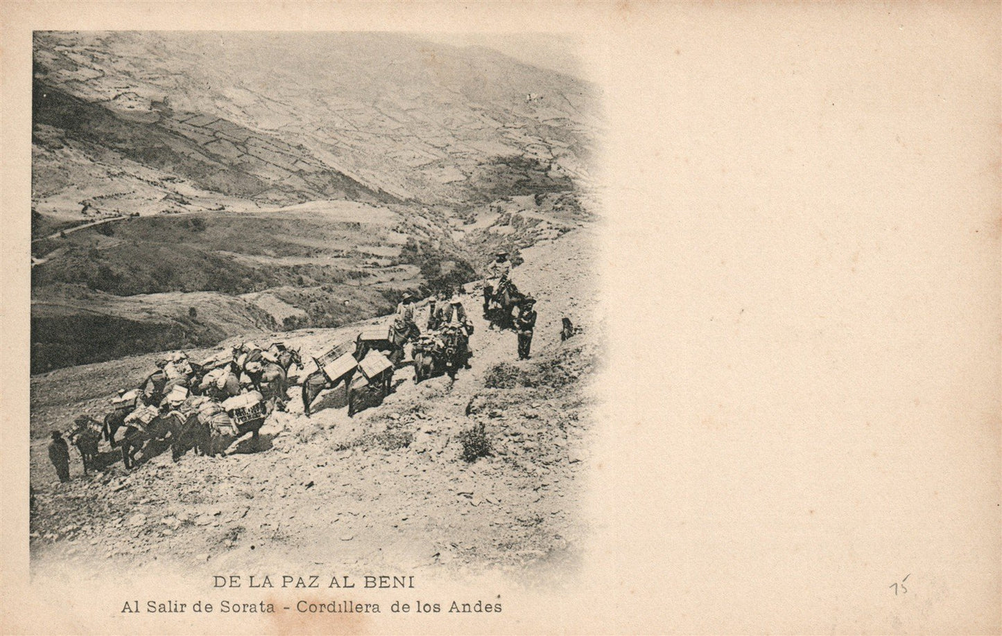 BOLIVIA DE LA PAZ AL BENI AL SALIR DE SORATA ANTIQUE POSTCARD
