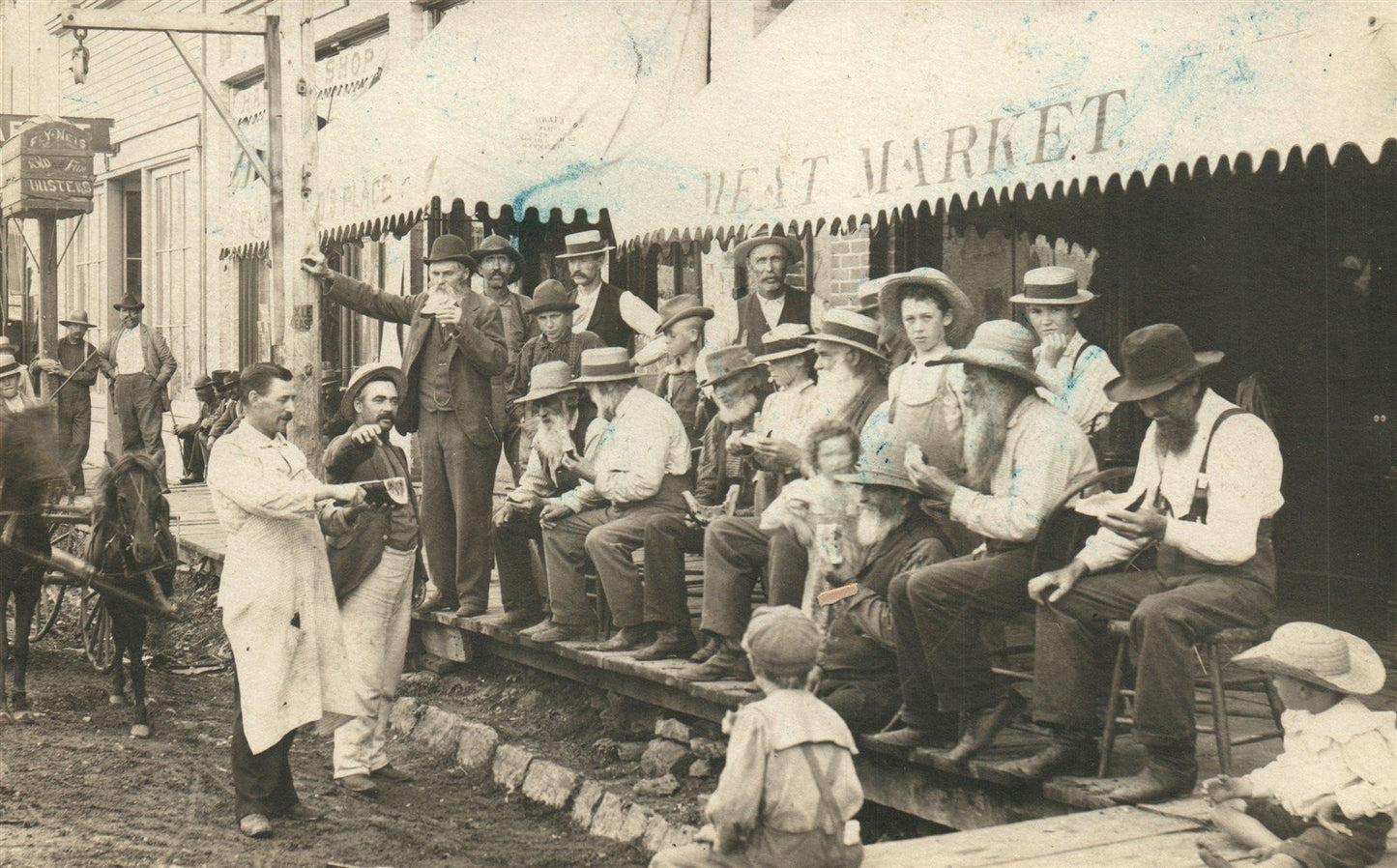 MEAT MARKET ANTIQUE REAL PHOTO POSTCARD RPPC