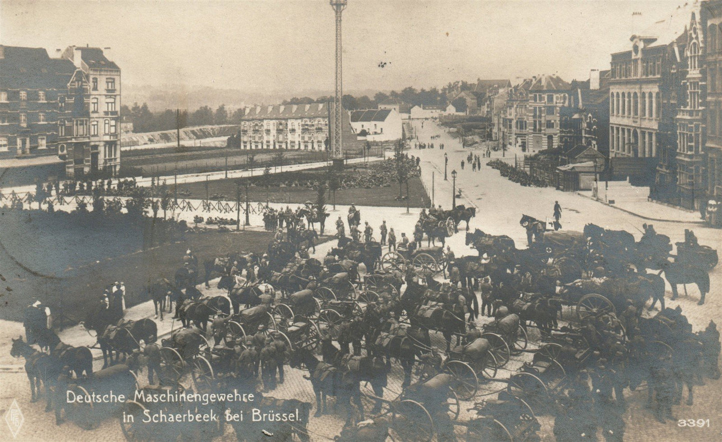 DEUTSCHE MASCHINENGEWEHRE BRUSSEL ANTIQUE REAL PHOTO POSTCARD RPPC