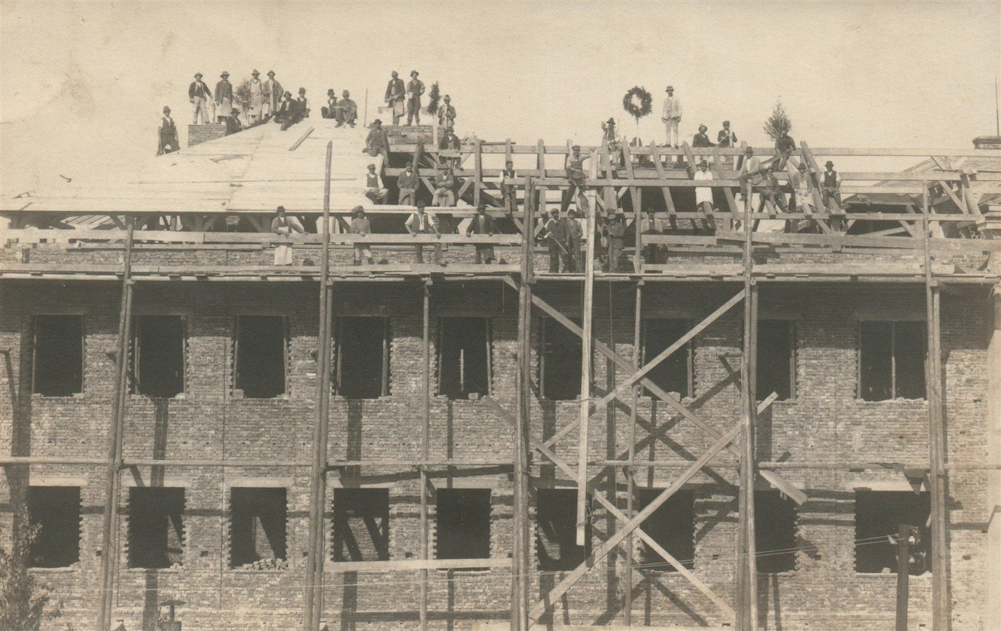 CONSTRUCTION ANTIQUE REAL PHOTO POSTCARD RPPC