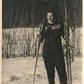 SKIER LADY ANTIQUE REAL PHOTO POSTCARD RPPC