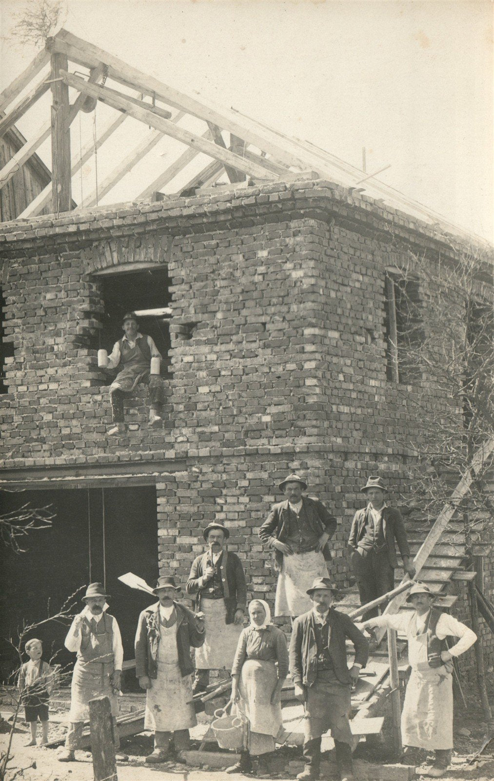 CONSTRUCTION FRENCH ANTIQUE REAL PHOTO POSTCARD RPPC