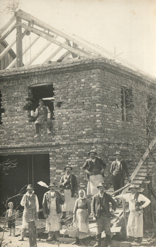 CONSTRUCTION FRENCH ANTIQUE REAL PHOTO POSTCARD RPPC