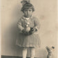 LITTLE GIRL w/ TOY DOG ANTIQUE REAL PHOTO POSTCARD RPPC