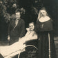 DISABLED LADY w/ NUN ANTIQUE REAL PHOTO POSTCARD RPPC