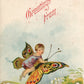 BABY w/ BUTTERFLY ANTIQUE POSTCARD