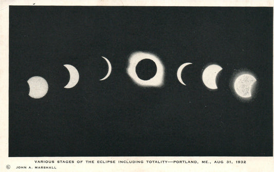 PORTLAND ME SUN ECLIPSE ANTIQUE POSTCARD