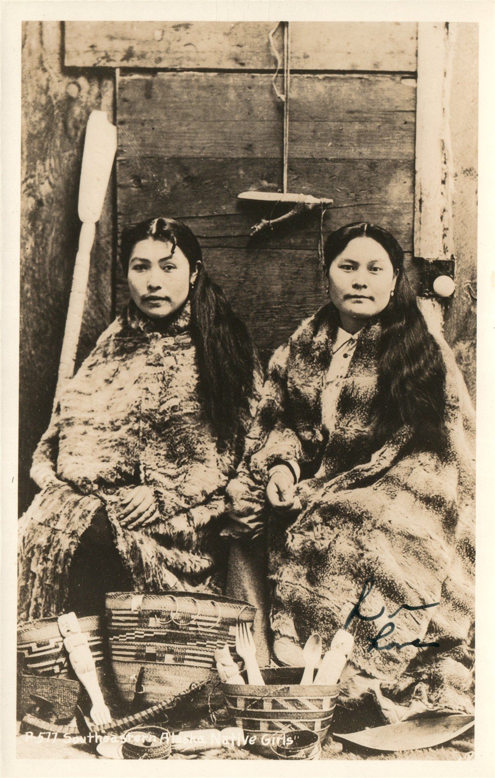 ALASKA NATIVE GIRLS ANTIQUE REAL PHOTO POSTCARD RPPC