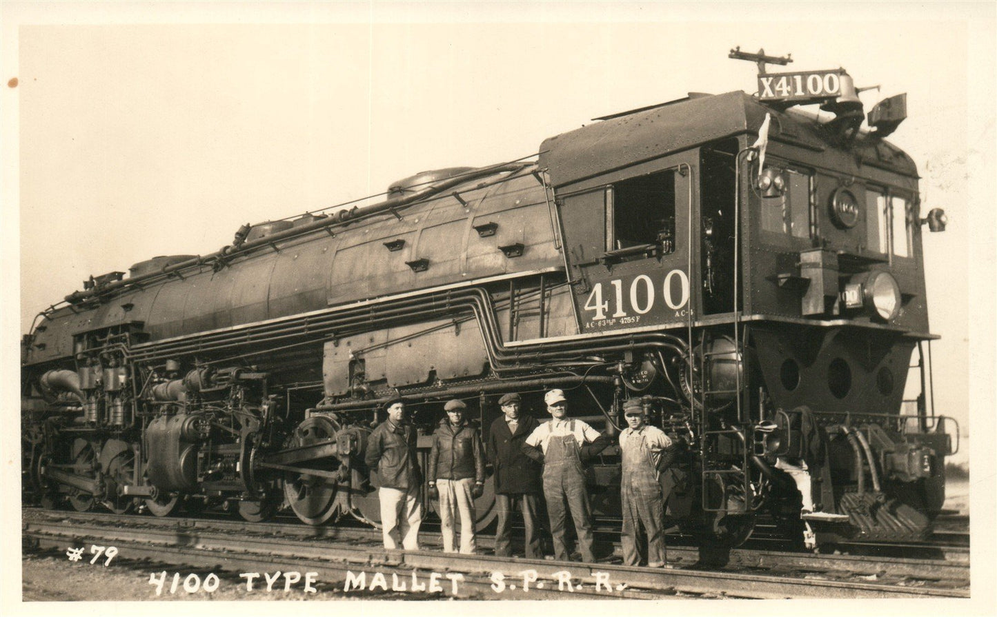 LOCOMOTIVE TRAIN 4100 TYPE MALLET ANTIQUE REAL PHOTO POSTCARD RPPC