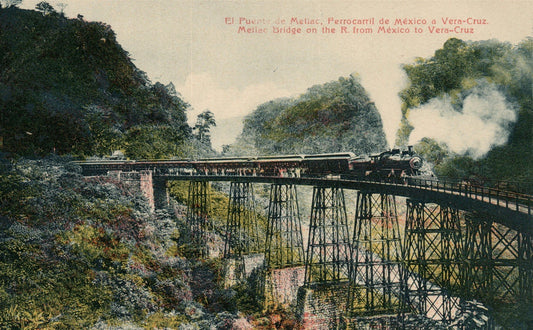 MEXIC0 TO VERA CRUZ RAILROAD ANTIQUE POSTCARD