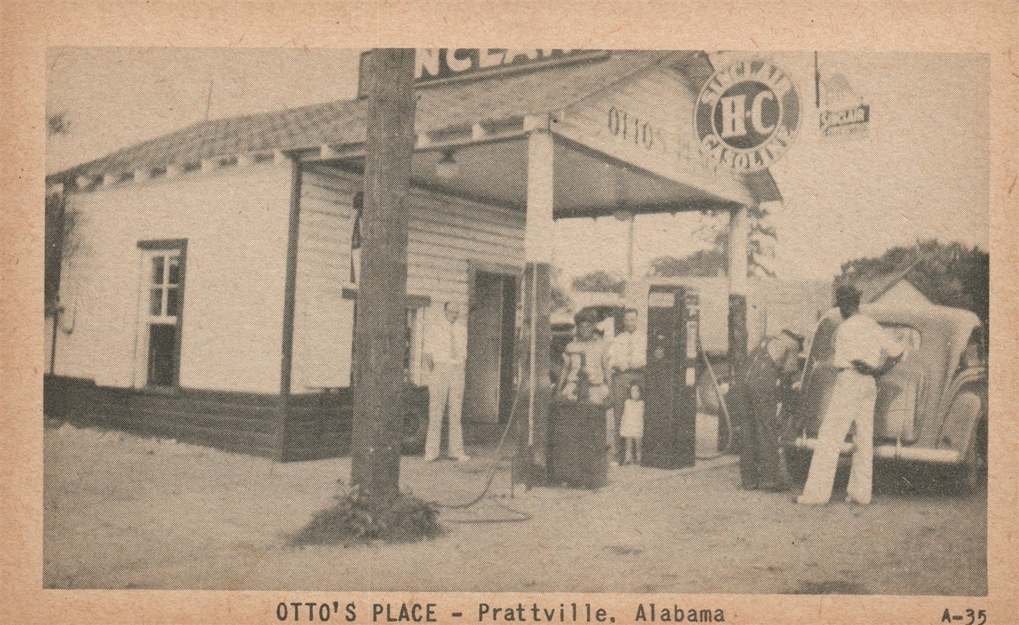 PRATTVILLE AL GAS STATION OTTO'S PLACE VINTAGE POSTCARD