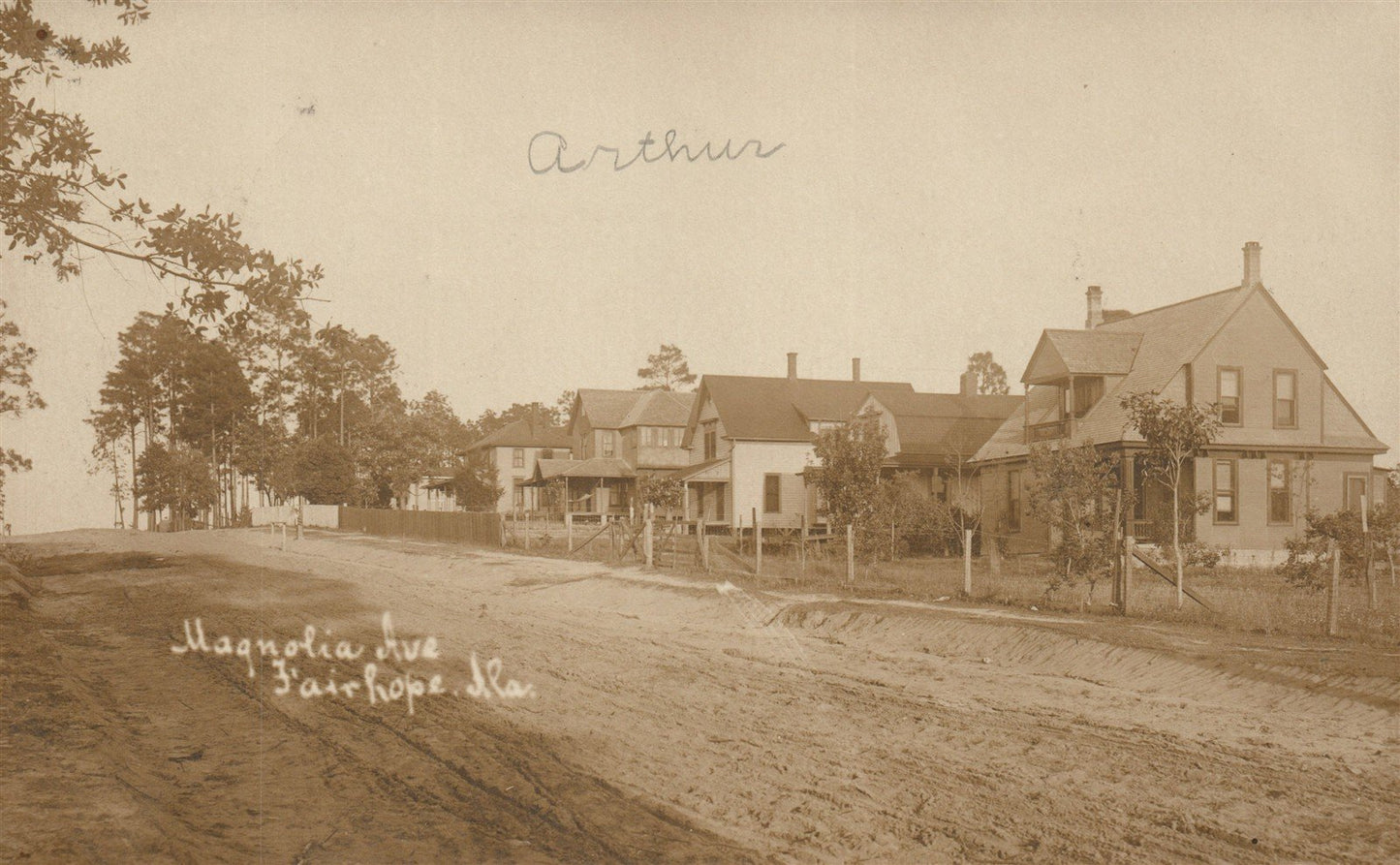 FAIRHOPE AL MAGNOLIA AVENUE ANTIQUE REAL PHOTO POSTCARD RPPC