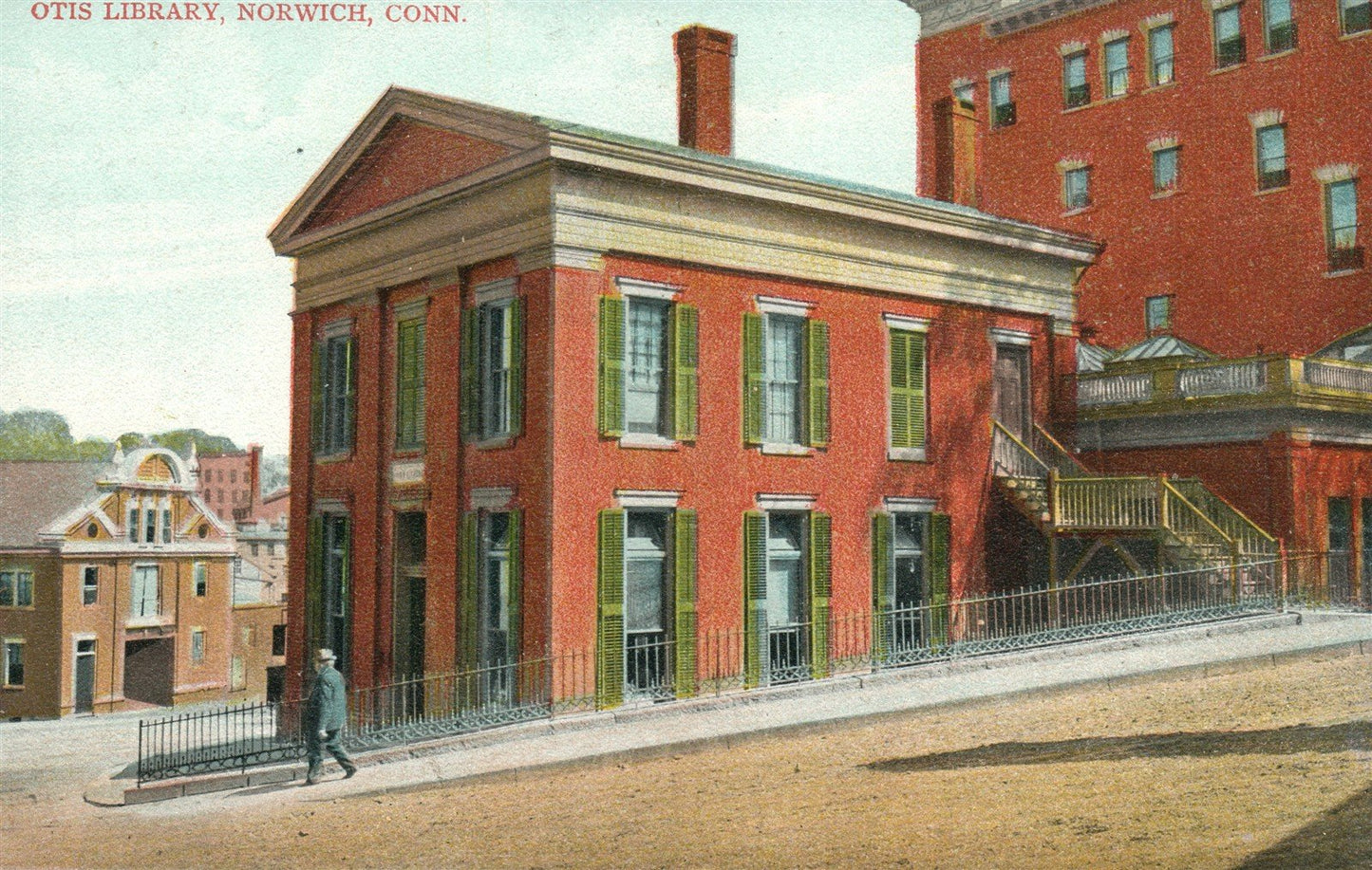 NORWAY CT LIBRARY ANTIQUE POSTCARD