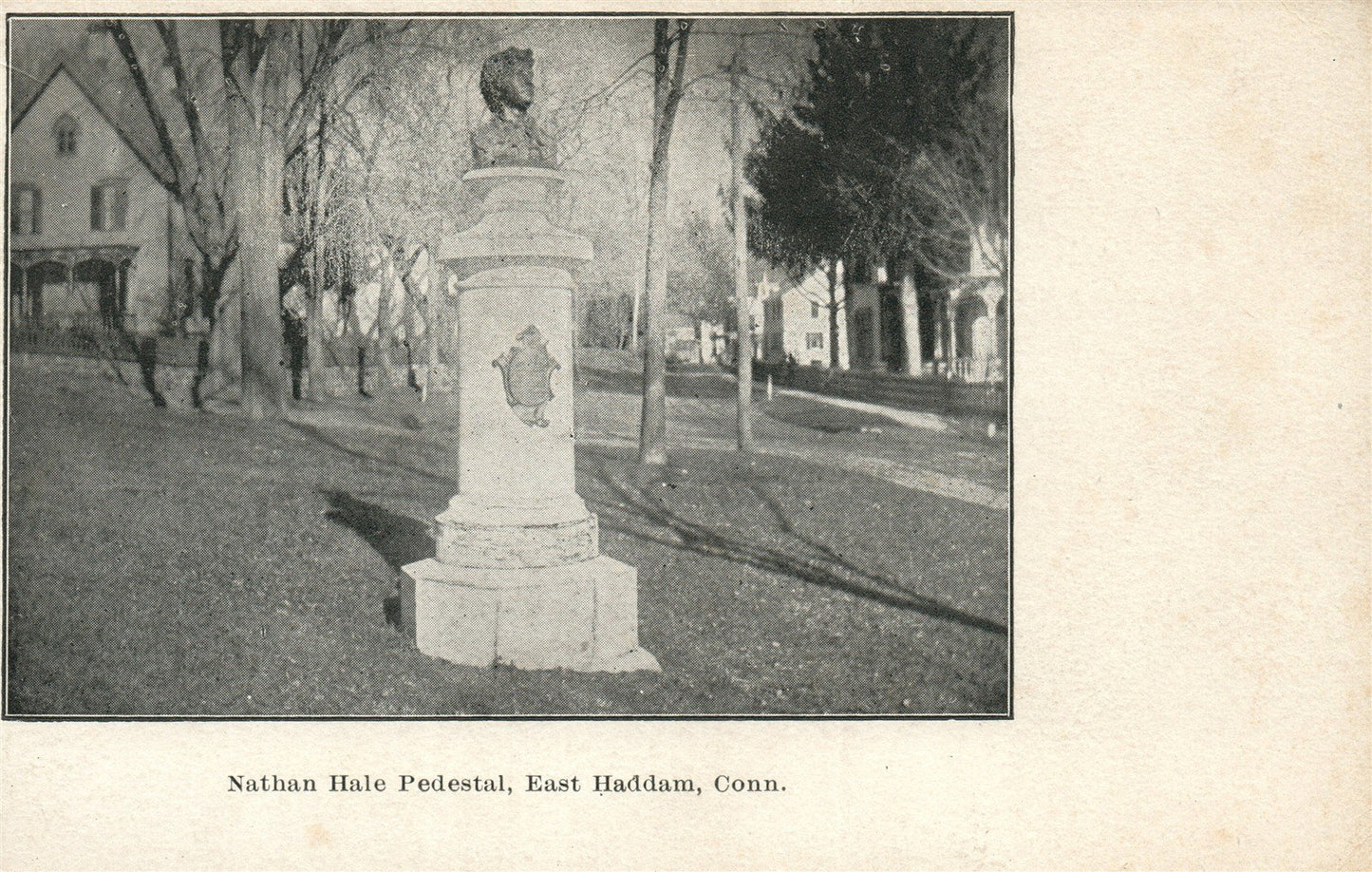 EAST HADDAM CT NATHAN HALE PEDESTAL ANTIQUE POSTCARD