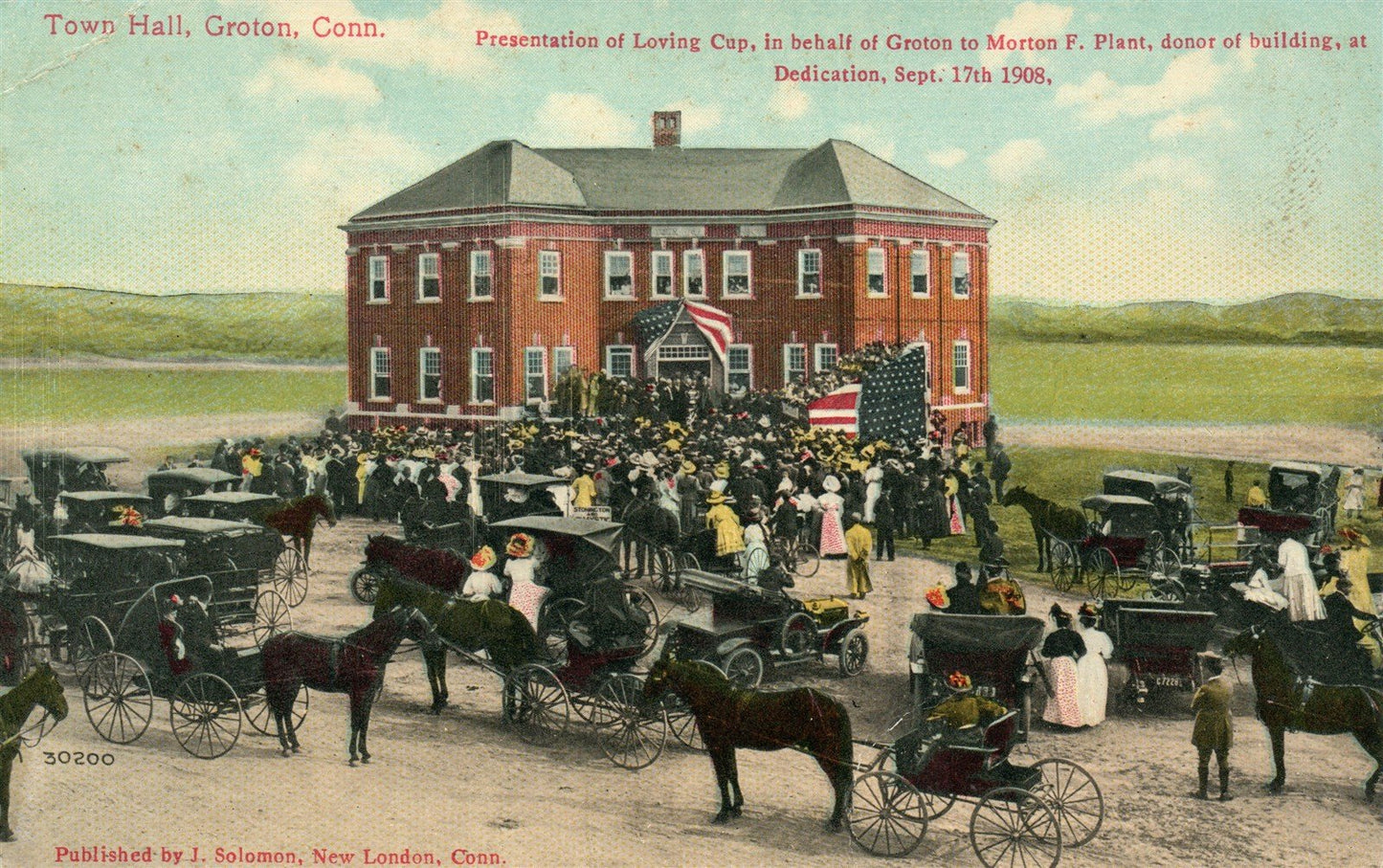 GROTON CT TOWN HALL PRESENTATION of LOVING CUP ANTIQUE POSTCARD