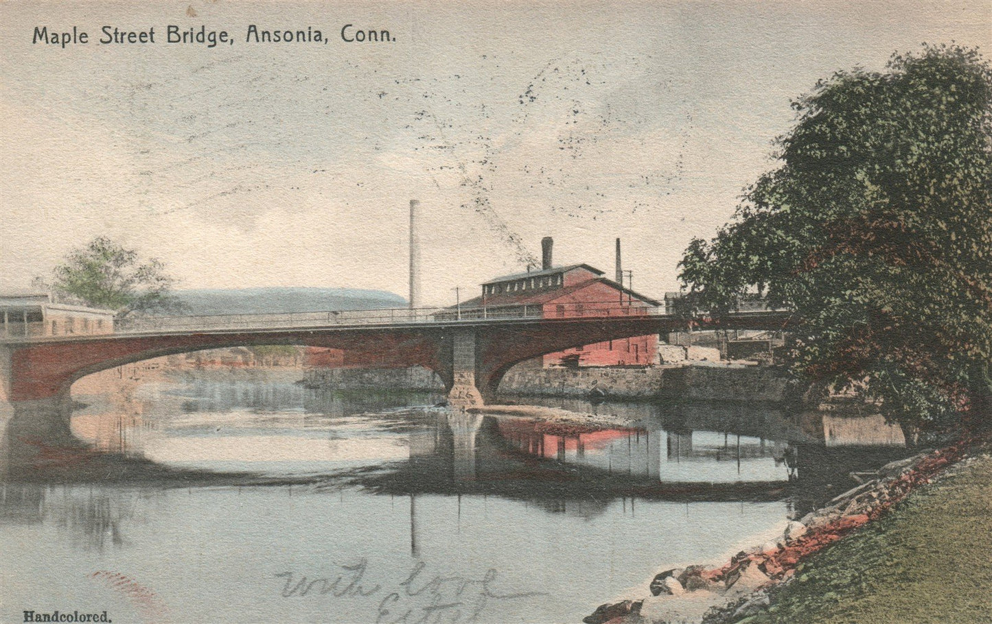 ANSONIA CT MAPLE STREET BRIDGE ANTIQUE POSTCARD