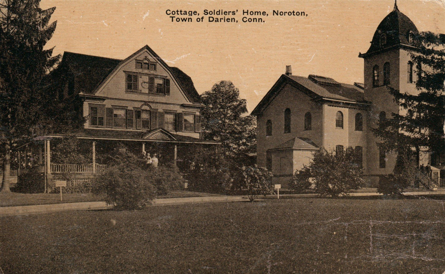 DARIEN CT COTTAGE SOLDIER'S HOME NOROTON ANTIQUE POSTCARD