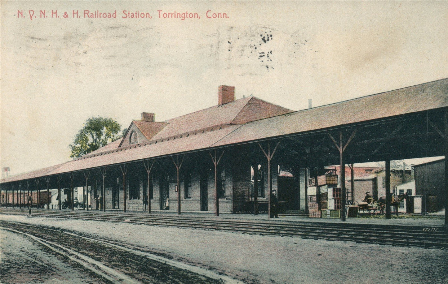 TORRINGTON CT RAILROAD STATION RAILWAY DEPOT 1915 ANTIQUE POSTCARD