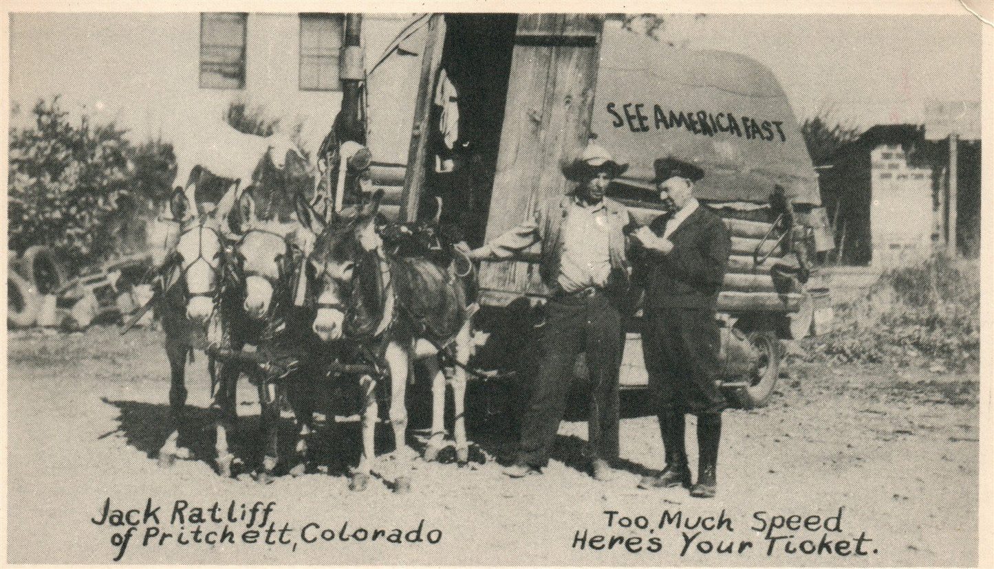 PRITCHETT CO HERE IS YOUR SPEED TICKET ANTIQUE POSTCARD