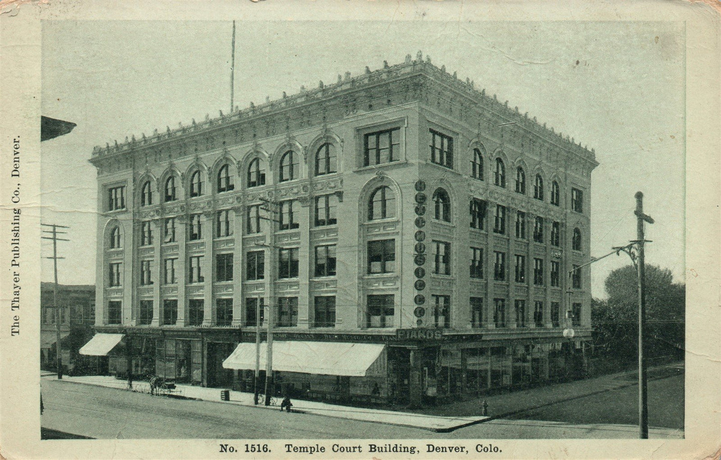 DENVER CO TEMPLE COURT BUILDING ANTIQUE POSTCARD